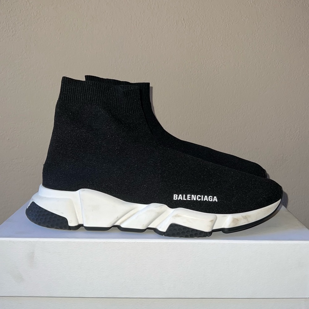 Size 11 Speed Sock Sneaker from Balenciaga, black & white